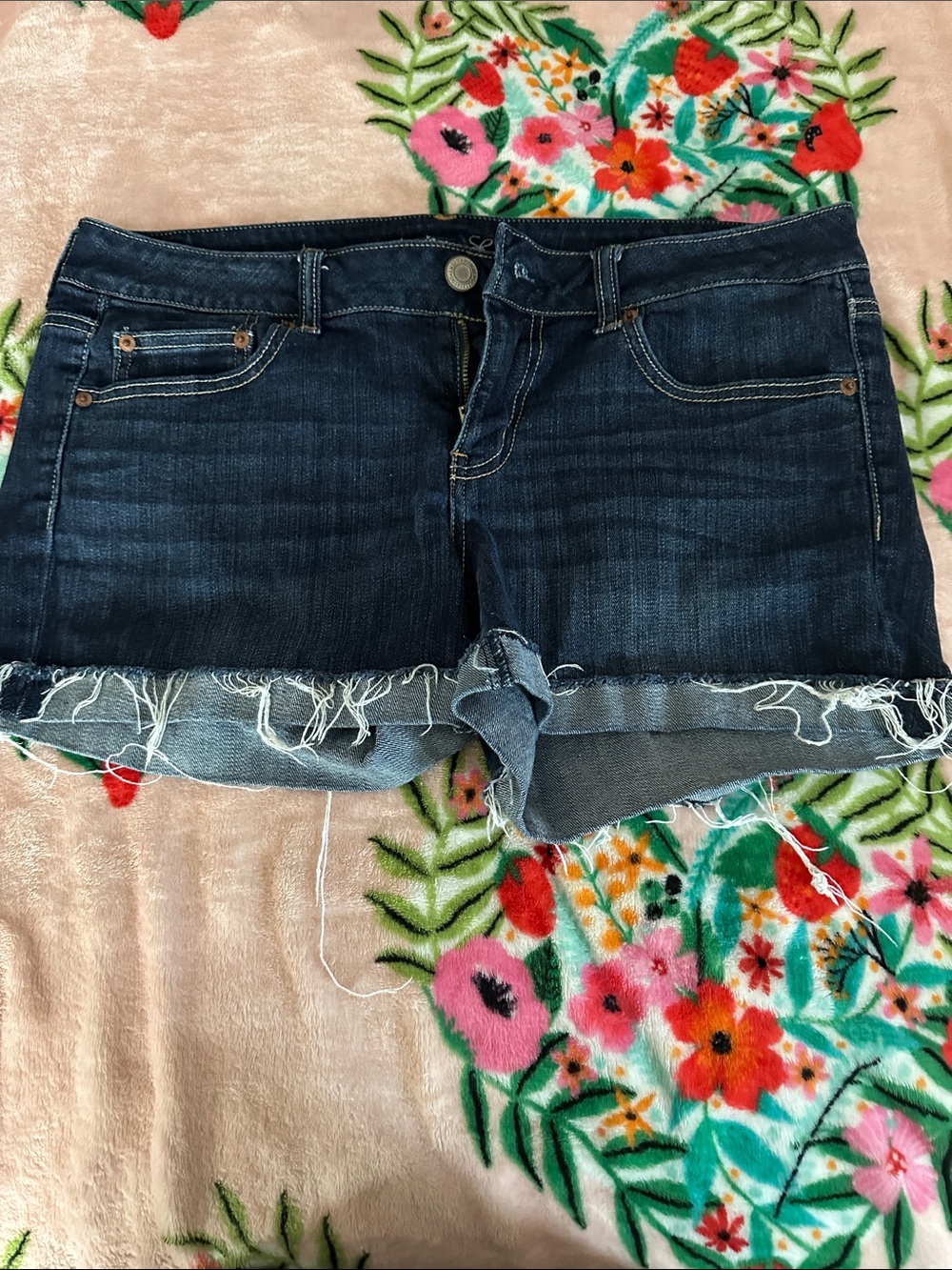 American Eagle Outfitters Dark Blue Denim Cutoff Shorts